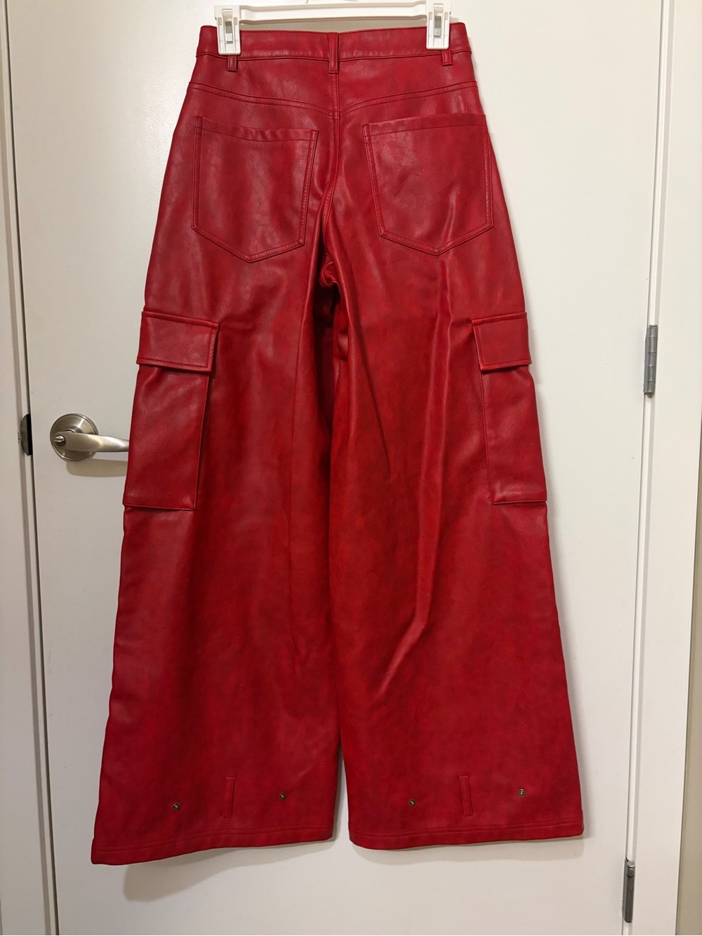 Adidas Red Wide-Leg Cargo Pants with White Stripes - Picture 7 of 7